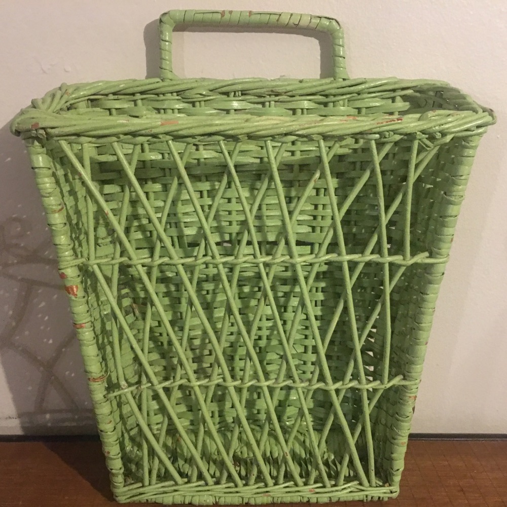 Vintage magazine holder wicker